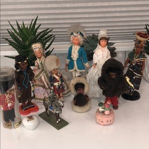 Vintage Set of Souvenir Dolls and Boxes